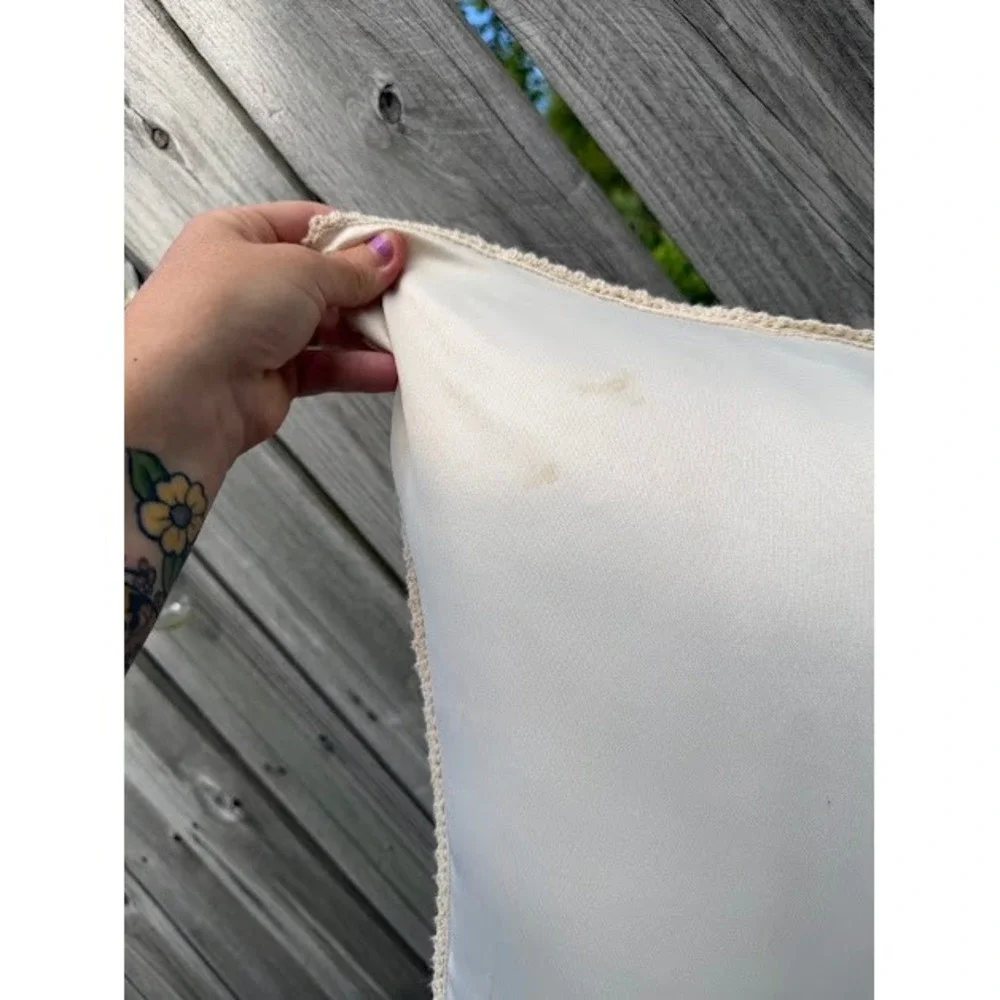 Boho Unbranded Throw Pillow Unisex OS Cream Crochet Floral Lace Cottagecore